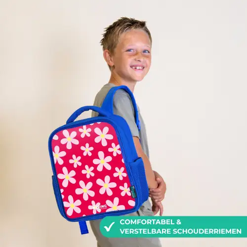 Madeliefjesmania hotpink Kinderrugzak - Blauw middel -sfeer3_NL