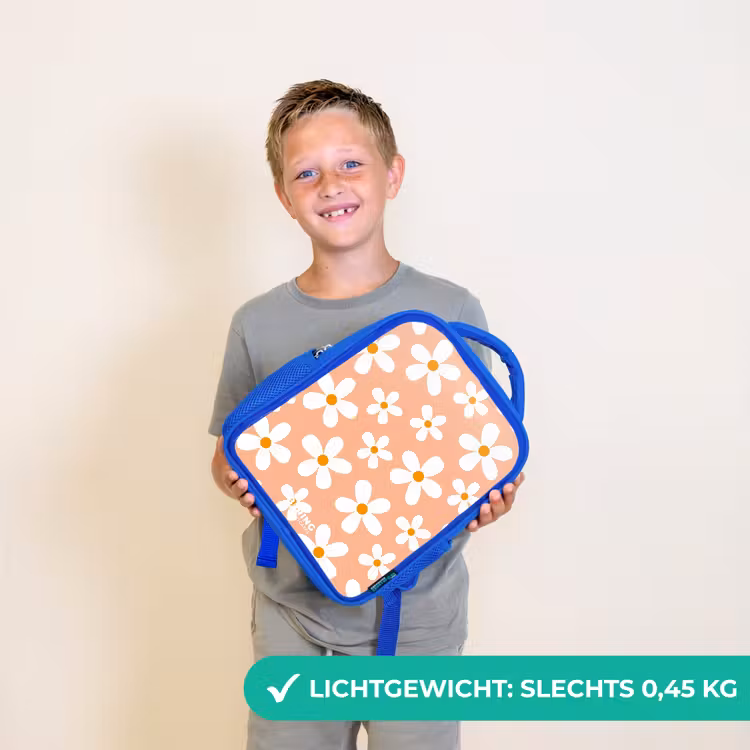 Madeliefjesmania perzik Kinderrugzak - Blauw middel -sfeer1_NL