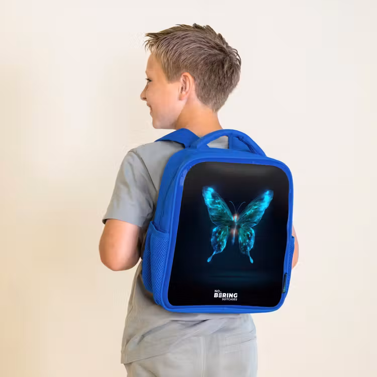 Magische digitale vlinder Kinderrugzak - Blauw middel -sfeer2