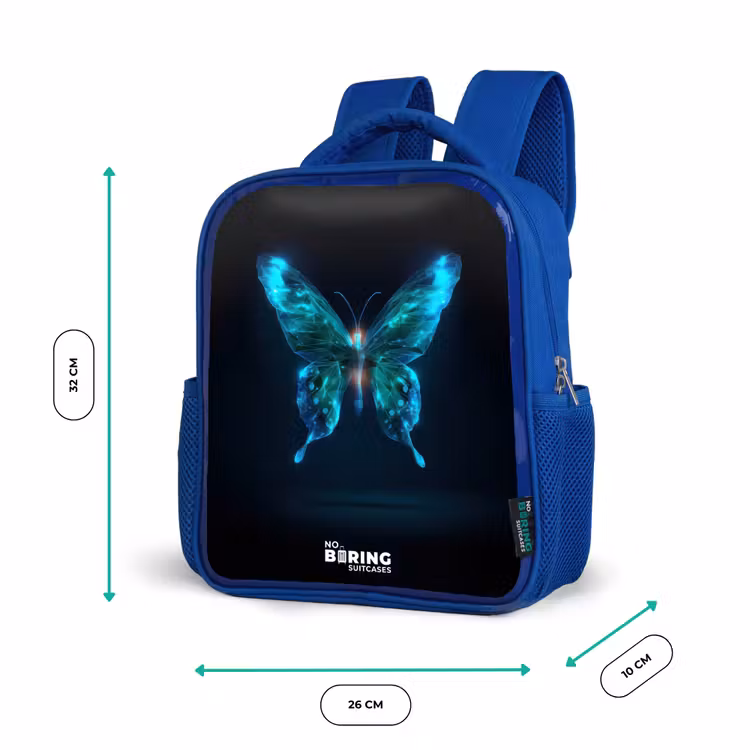 Magische digitale vlinder Kinderrugzak - Blauw middel -productfoto_formaten