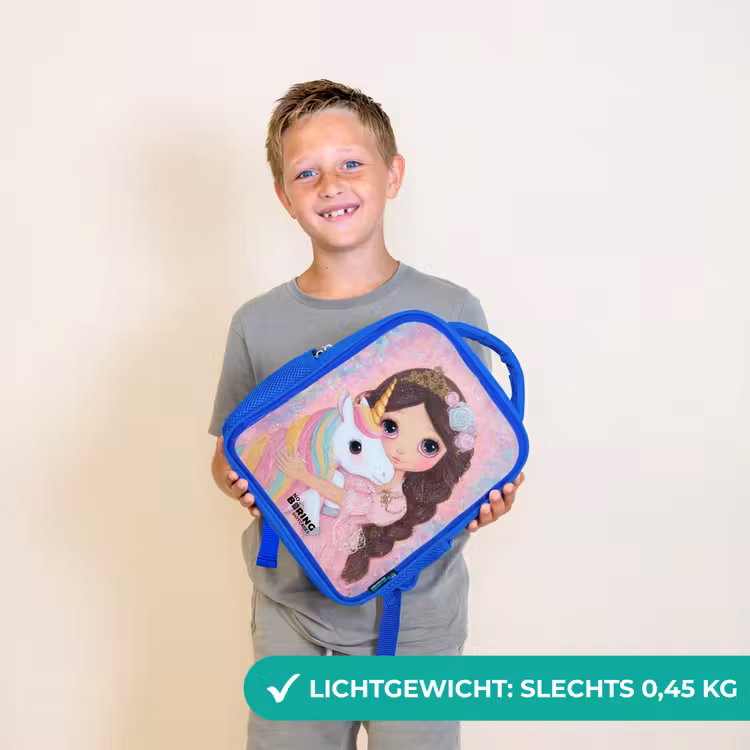 Meisje - Eenhoorn - Glitter Kinderrugzak - Blauw middel -sfeer1_NL