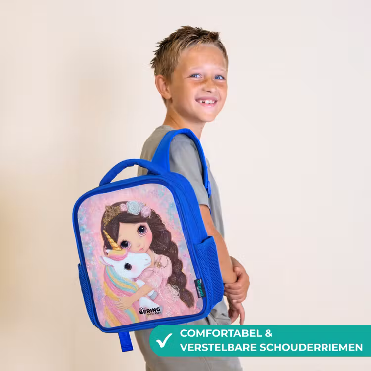 Meisje - Eenhoorn - Glitter Kinderrugzak - Blauw middel -sfeer3_NL