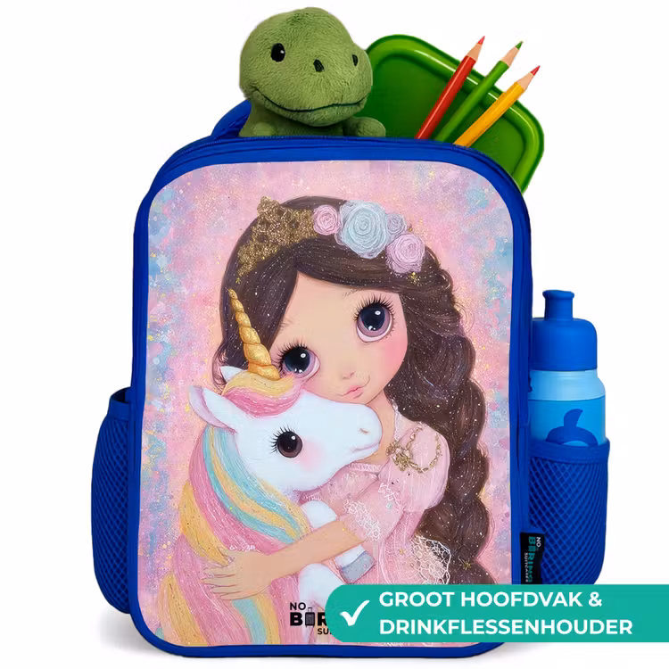 Meisje - Eenhoorn - Glitter Kinderrugzak - Blauw middel -inhoud_NL