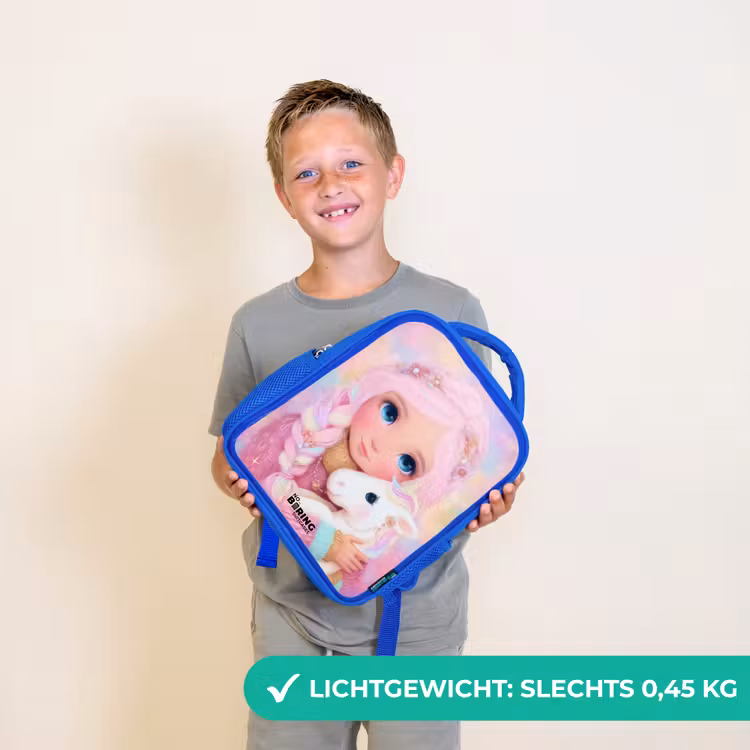 Meisje - Eenhoorn - Roze Kinderrugzak - Blauw middel -sfeer1_NL