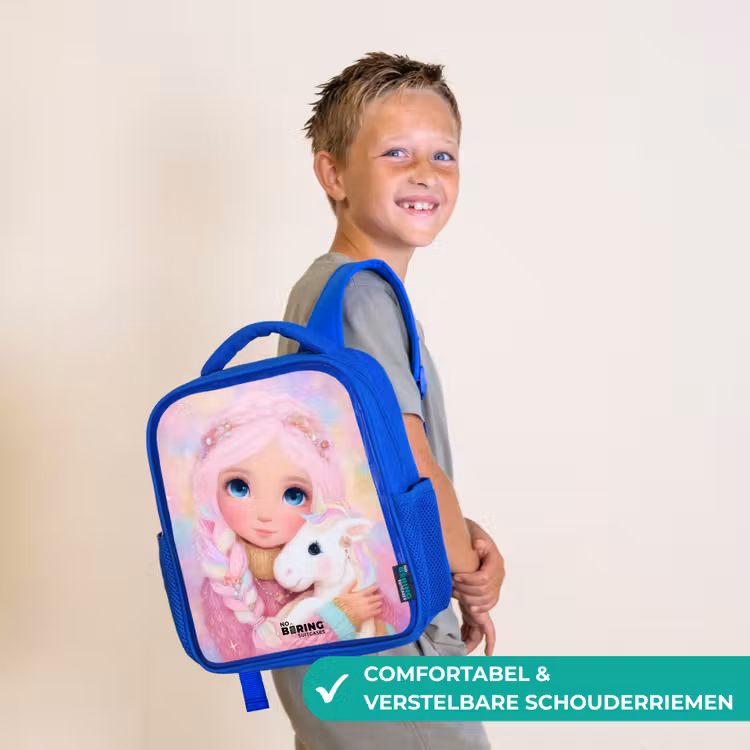 Meisje - Eenhoorn - Roze Kinderrugzak - Blauw middel -sfeer3_NL
