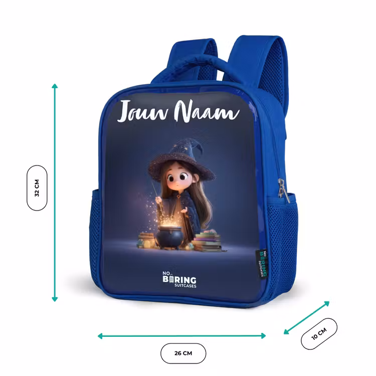 Betoverend meisje met ketel Kinderrugzak - Blauw middel -productfoto_formaten