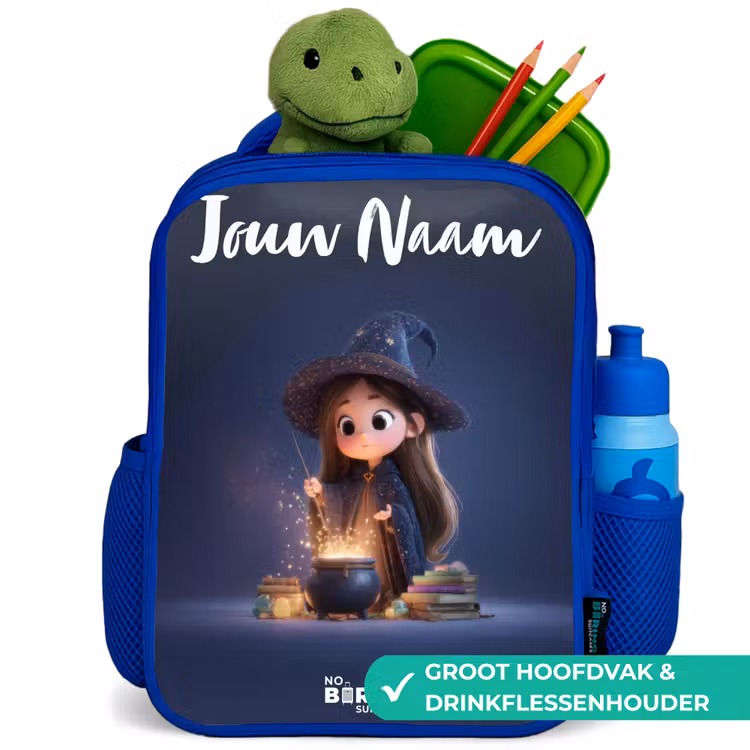 Betoverend meisje met ketel Kinderrugzak - Blauw middel -inhoud_NL