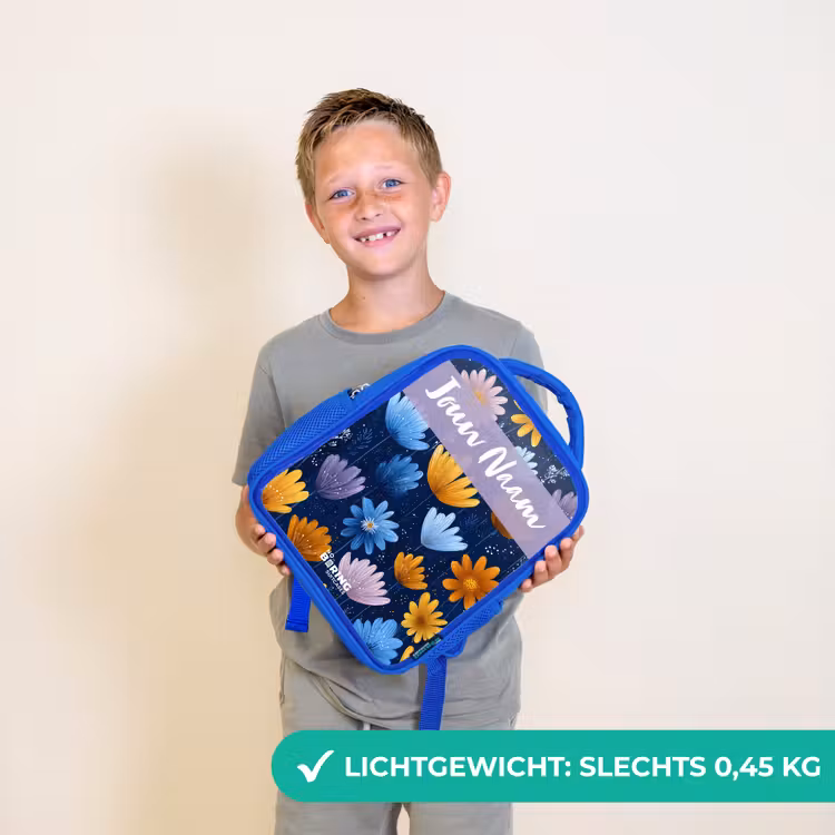Bloemen - Patroon - Blauw Kinderrugzak - Blauw middel -sfeer1_NL