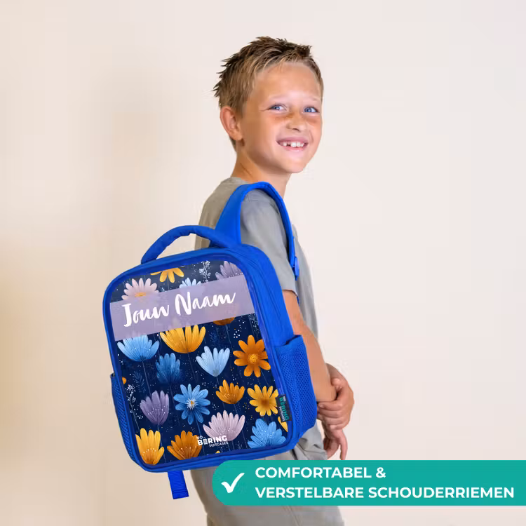 Bloemen - Patroon - Blauw Kinderrugzak - Blauw middel -sfeer3_NL