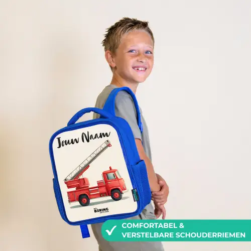 Brandweerwagen - Getekend - Rood Kinderrugzak - Blauw middel -sfeer3_NL