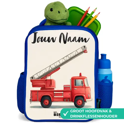 Brandweerwagen - Getekend - Rood Kinderrugzak - Blauw middel -inhoud_NL