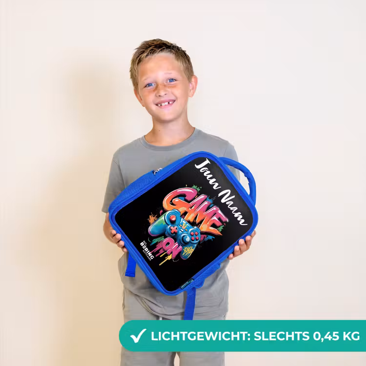 Controller - Game - Graffiti - Tekst Kinderrugzak - Blauw middel -sfeer1_NL