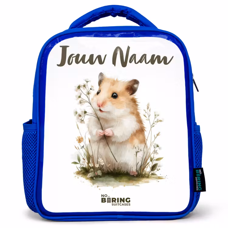 Dier - Natuur - Hamster Kinderrugzak - Blauw middel -3d
