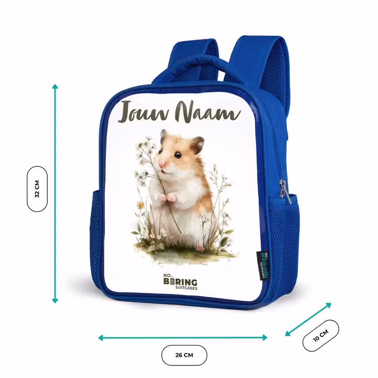 Dier - Natuur - Hamster Kinderrugzak - Blauw middel -productfoto_formaten