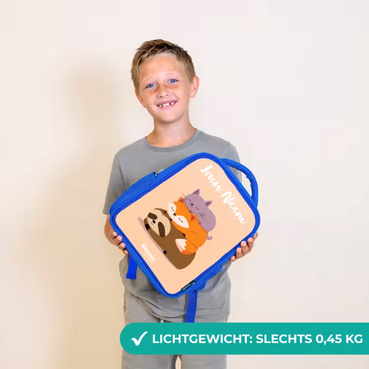 Dieren - Slapen - Samen Kinderrugzak - Blauw middel -sfeer1_NL