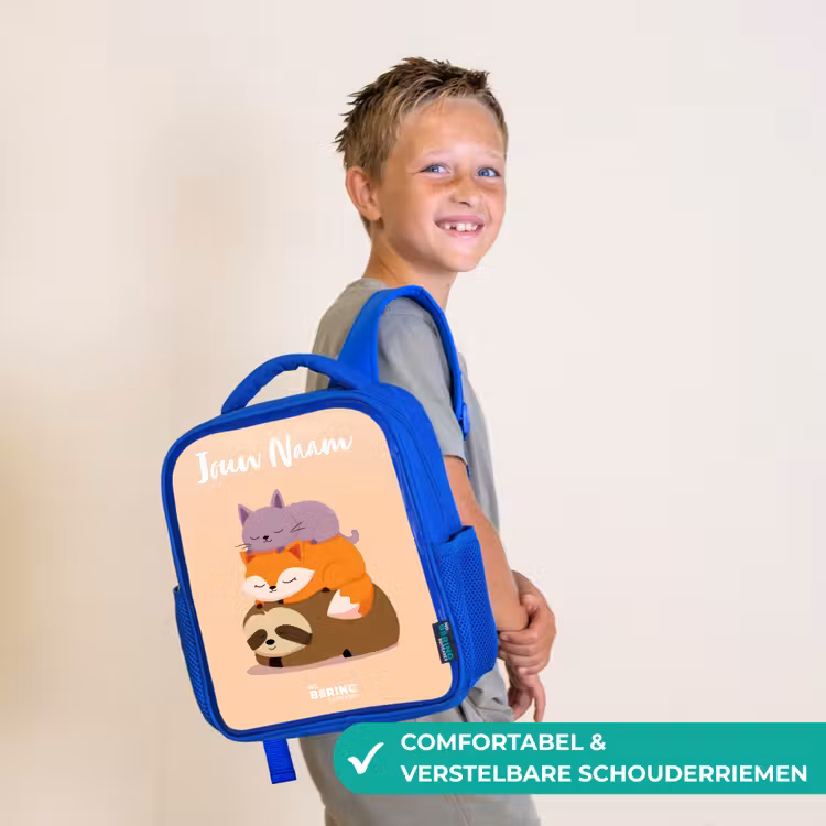 Dieren - Slapen - Samen Kinderrugzak - Blauw middel -sfeer3_NL
