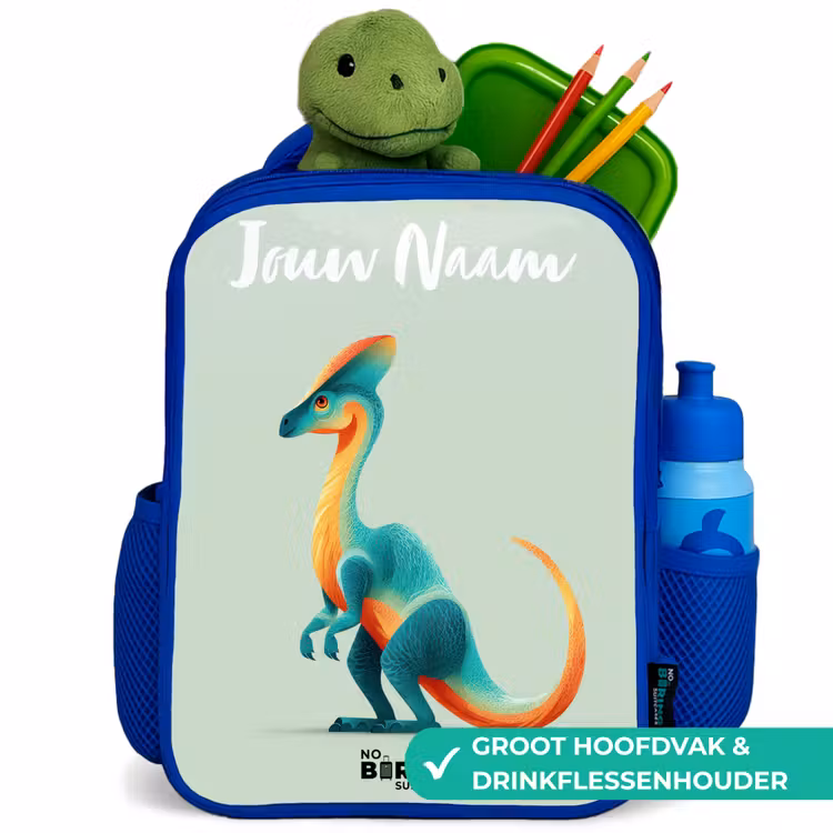 Dino - Blauw - Dier Kinderrugzak - Blauw middel -inhoud_NL
