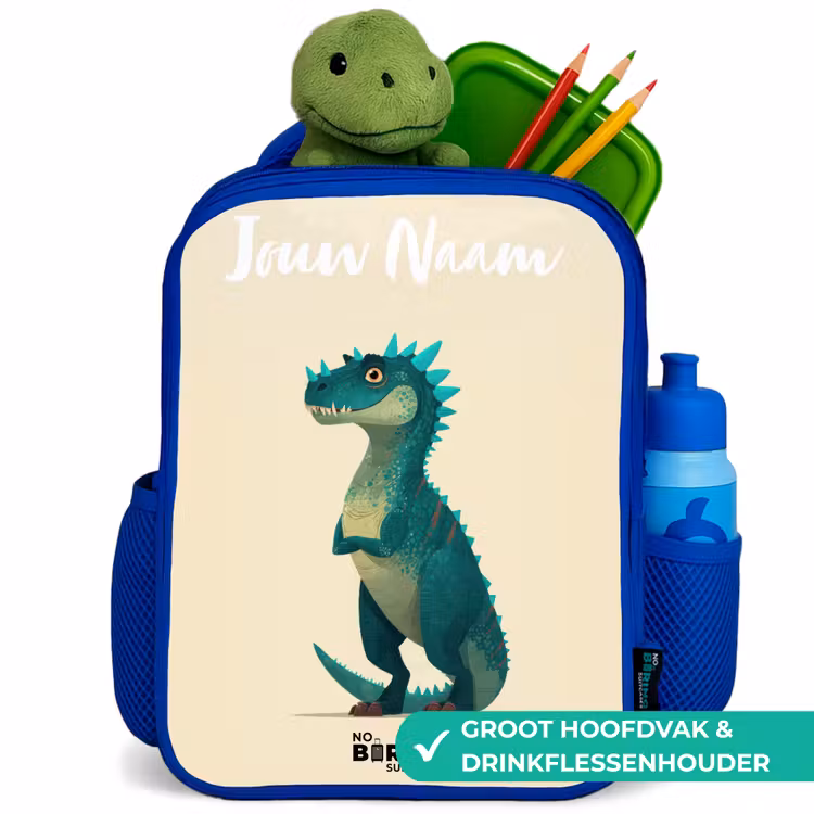 Dino - Dier - Blauw - Groen Kinderrugzak - Blauw middel -inhoud_NL