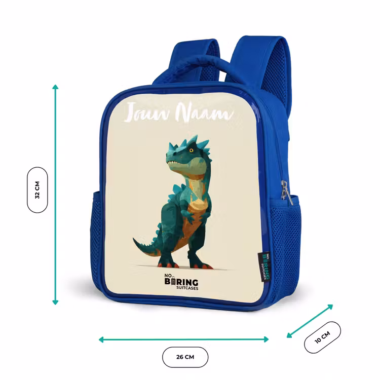 Dino - Dier - Groen Kinderrugzak - Blauw middel -productfoto_formaten