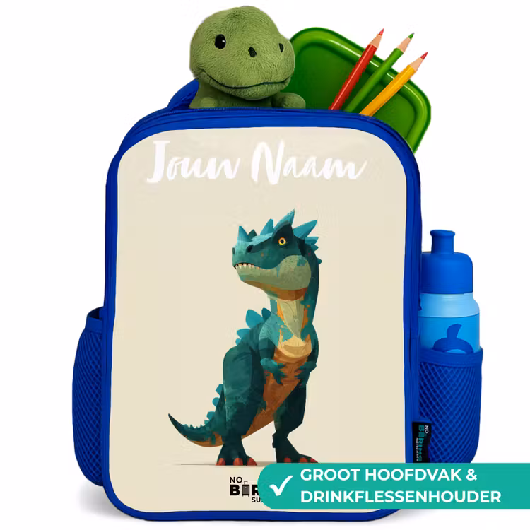Dino - Dier - Groen Kinderrugzak - Blauw middel -inhoud_NL