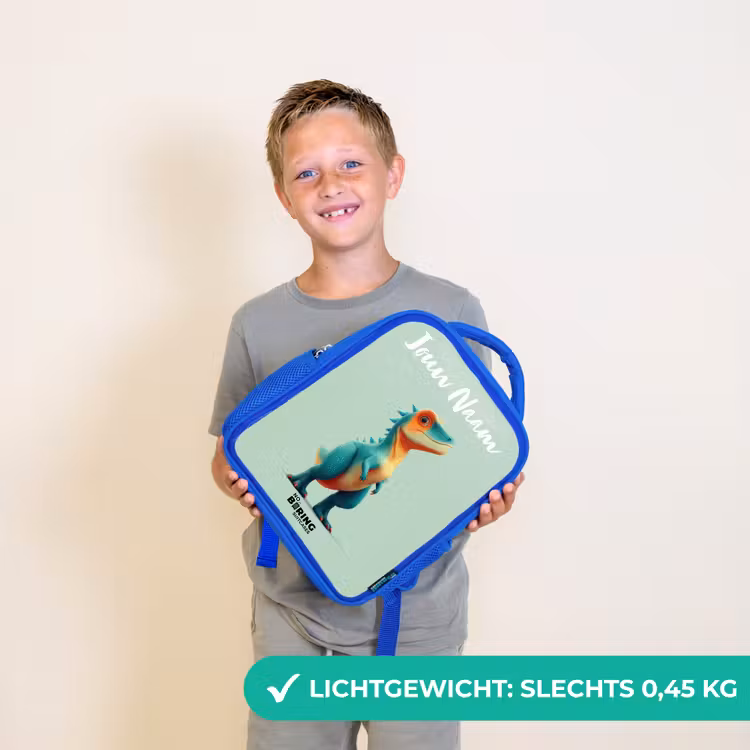 Dino - Dier - Groen - Oranje Kinderrugzak - Blauw middel -sfeer1_NL
