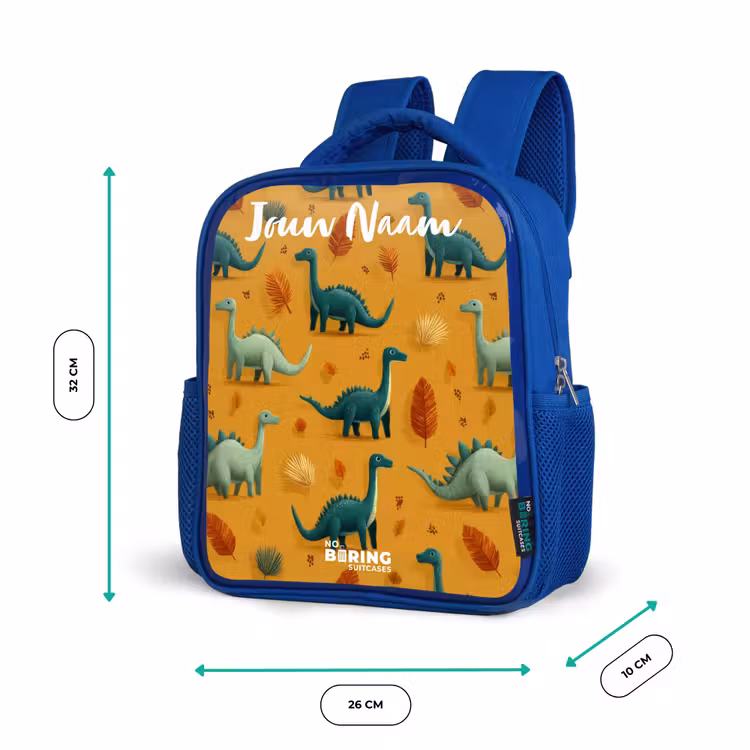 Dino - Dieren - Patroon Kinderrugzak - Blauw middel -productfoto_formaten