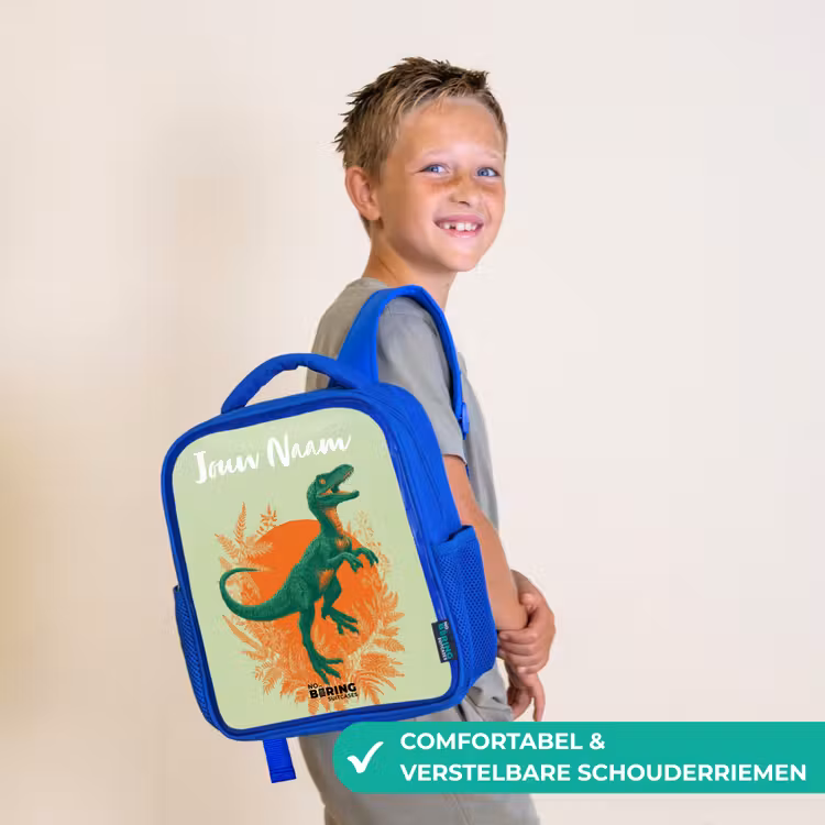 Dino - Natuur - Groen Kinderrugzak - Blauw middel -sfeer3_NL