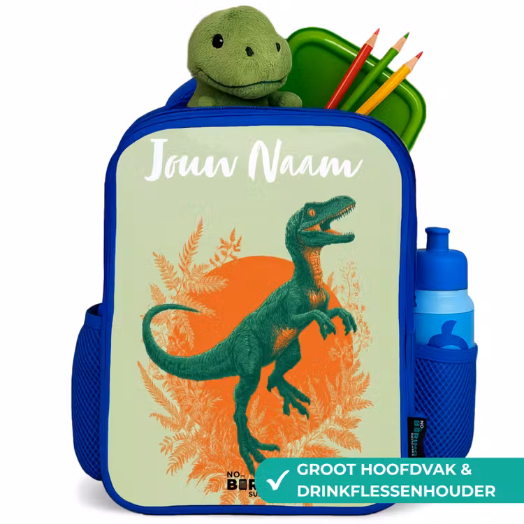 Dino - Natuur - Groen Kinderrugzak - Blauw middel -inhoud_NL