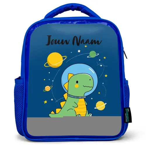 Dino - Planeet - Ster - Blauw Kinderrugzak - Blauw middel -3d