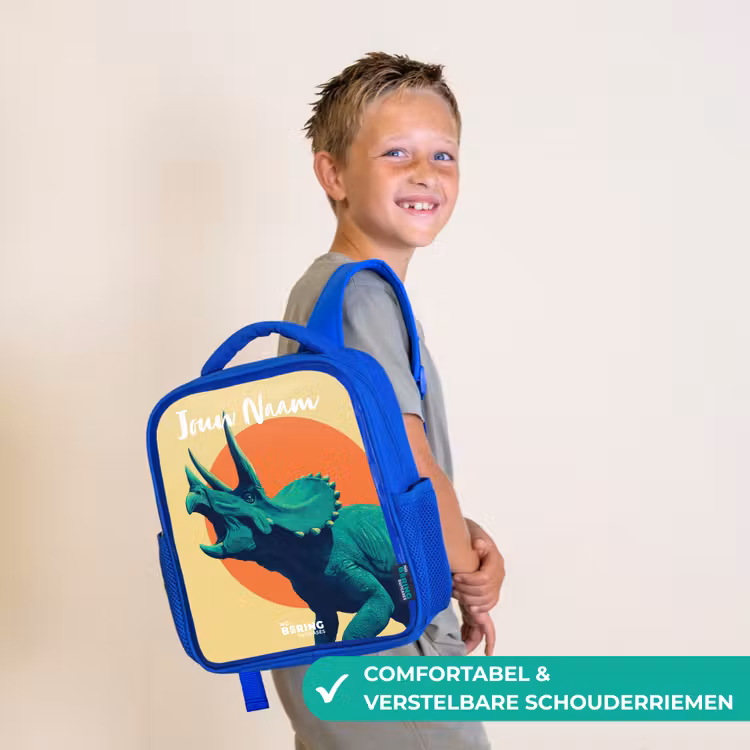 Dino - Triceratops - Dier Kinderrugzak - Blauw middel -sfeer3_NL