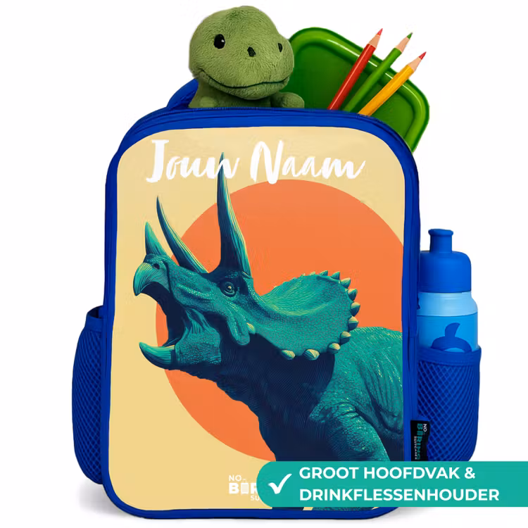 Dino - Triceratops - Dier Kinderrugzak - Blauw middel -inhoud_NL