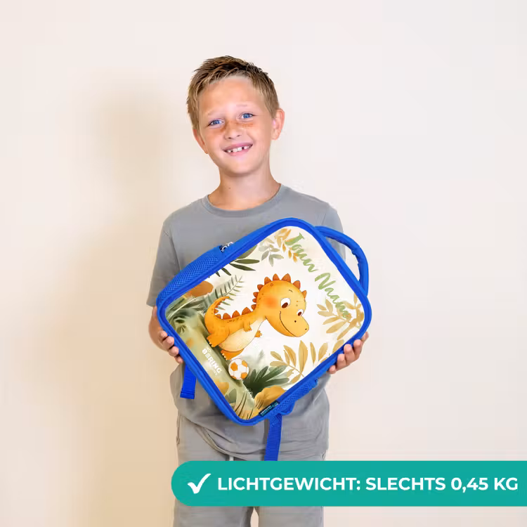 Dino - Voetbal - Oranje Kinderrugzak - Blauw middel -sfeer1_NL