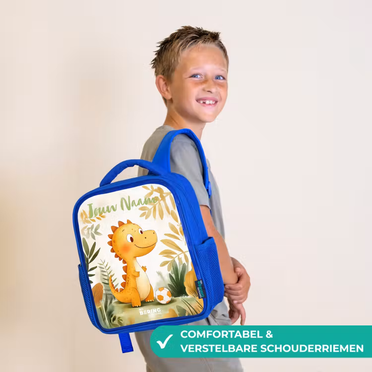 Dino - Voetbal - Oranje Kinderrugzak - Blauw middel -sfeer3_NL