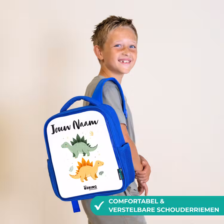 Dinos - Dieren - Groen - Oranje Kinderrugzak - Blauw middel -sfeer3_NL