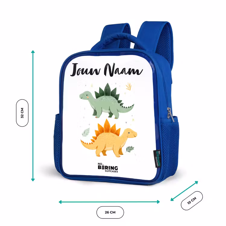 Dinos - Dieren - Groen - Oranje Kinderrugzak - Blauw middel -productfoto_formaten