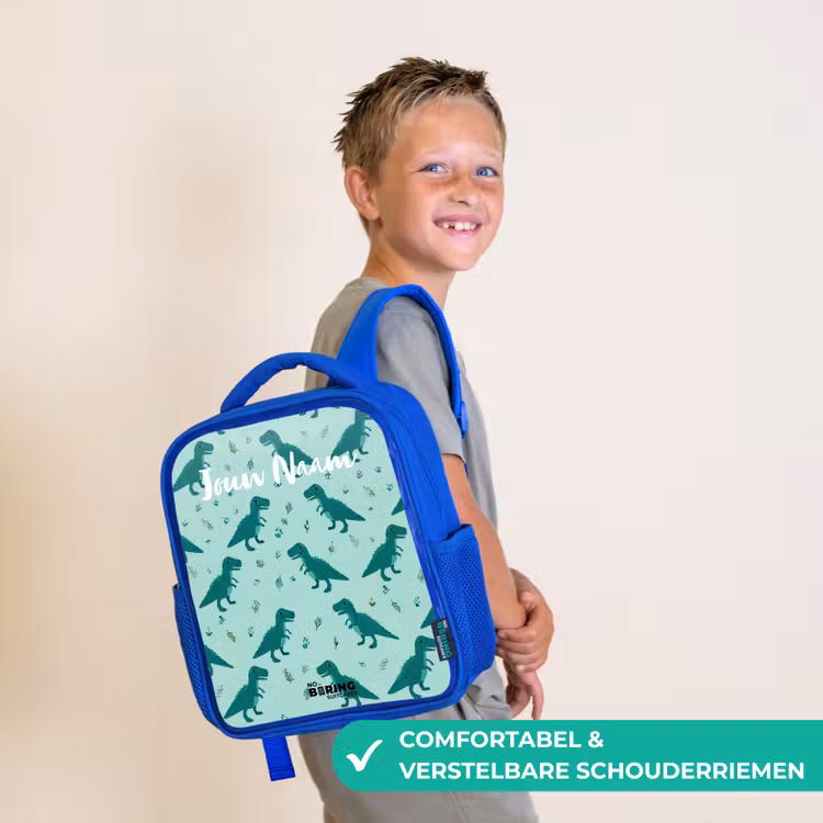 Dinos - Patroon - Groen Kinderrugzak - Blauw middel -sfeer3_NL