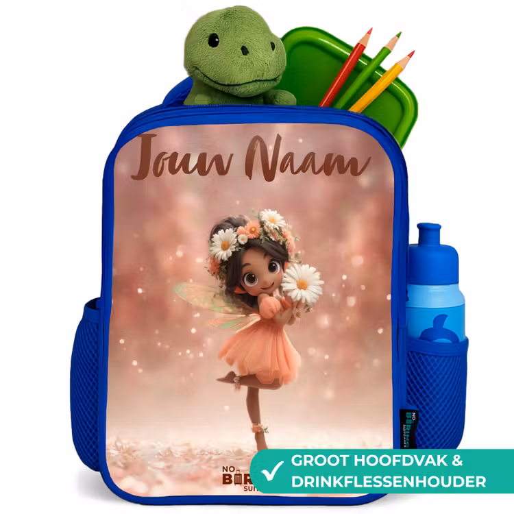 Fee met madeliefjes Kinderrugzak - Blauw middel -inhoud_NL
