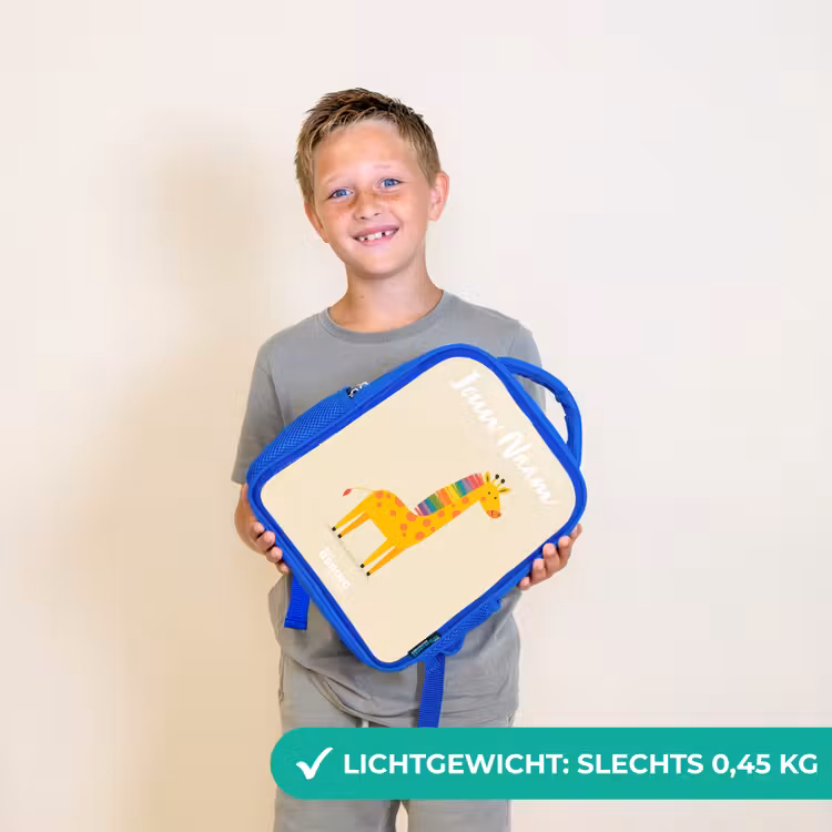 Giraffe - Dier - Kleurrijk Kinderrugzak - Blauw middel -sfeer1_NL