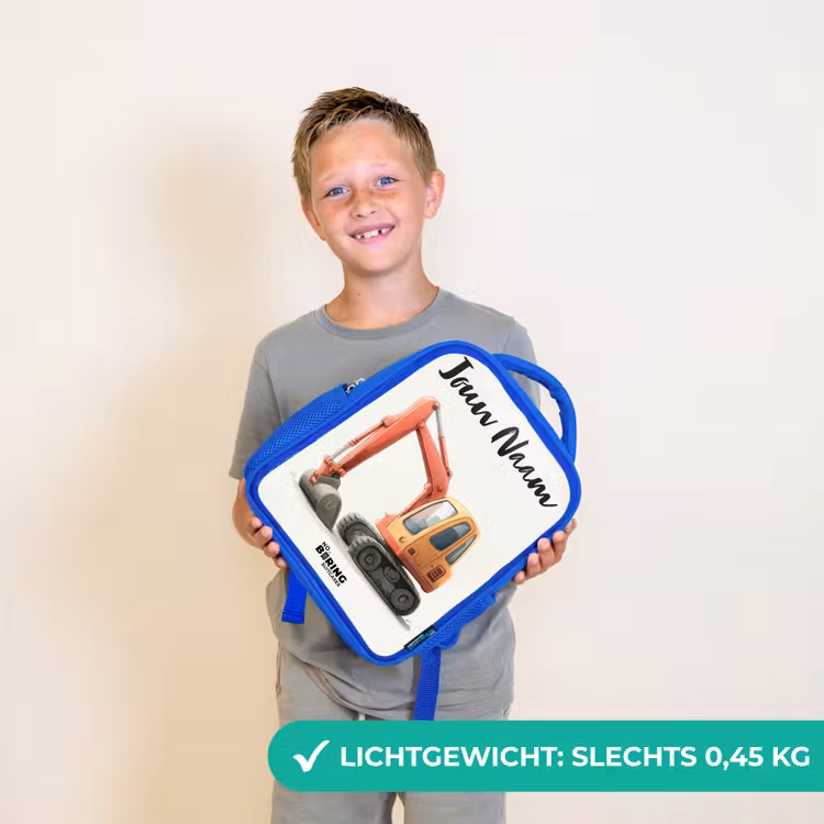 Graafmachine - Getekend - Oranje Kinderrugzak - Blauw middel -sfeer1_NL