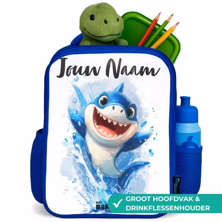 Haai - Tanden - Water Kinderrugzak - Blauw middel -inhoud_NL
