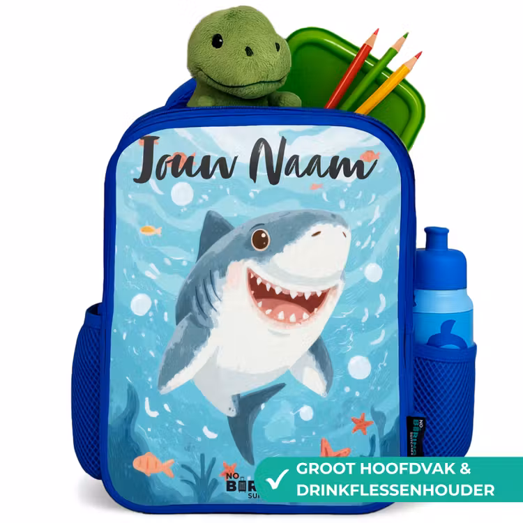 Haai - Water - Zee Kinderrugzak - Blauw middel -inhoud_NL