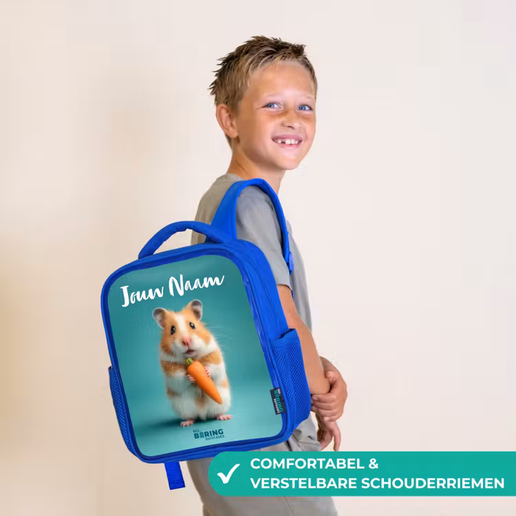 Hamster - Wortel - Dier Kinderrugzak - Blauw middel -sfeer3_NL