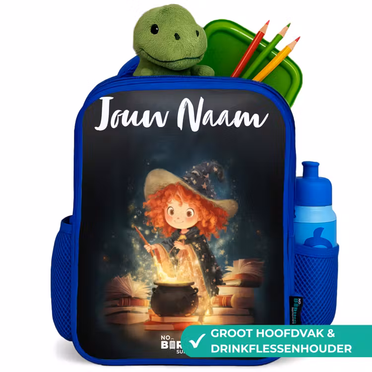 Heks met Sprankelende Toverdrank Kinderrugzak - Blauw middel -inhoud_NL
