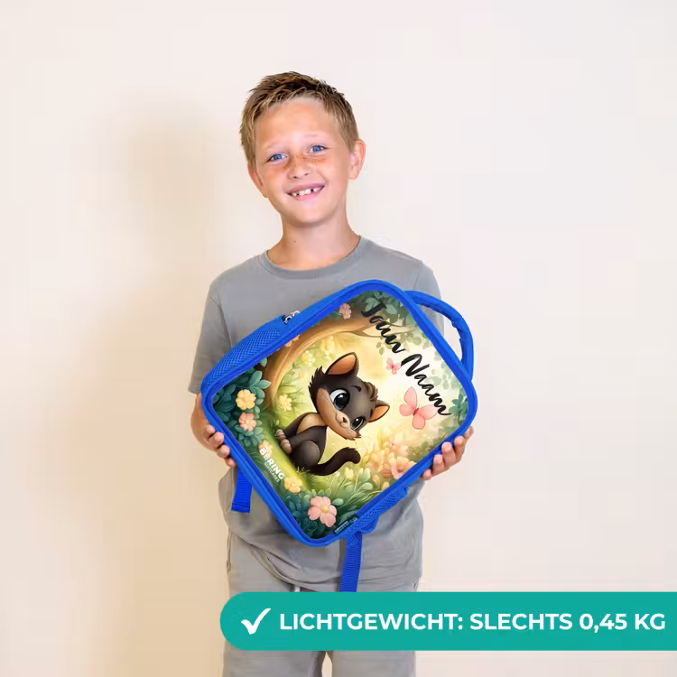 Kat - Vlinder - Bloemen Kinderrugzak - Blauw middel -sfeer1_NL