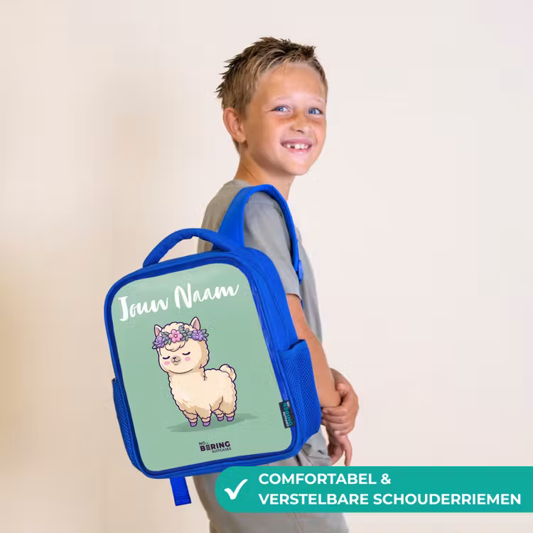 Kawai - Alpaca - Groen Kinderrugzak - Blauw middel -sfeer3_NL