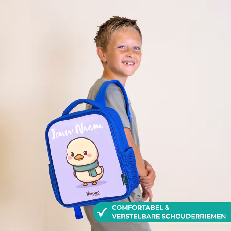 Kawai - Eend - Sjaal Kinderrugzak - Blauw middel -sfeer3_NL
