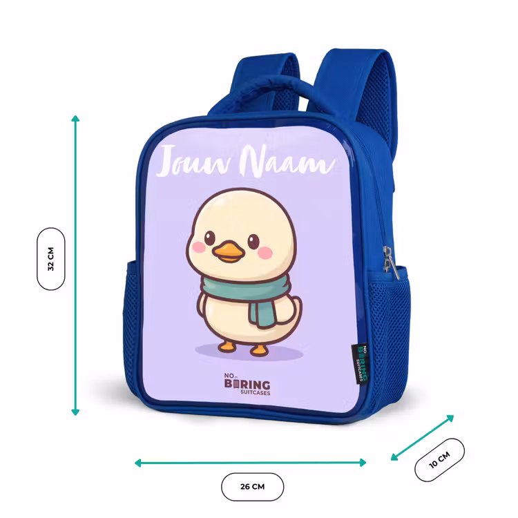 Kawai - Eend - Sjaal Kinderrugzak - Blauw middel -productfoto_formaten