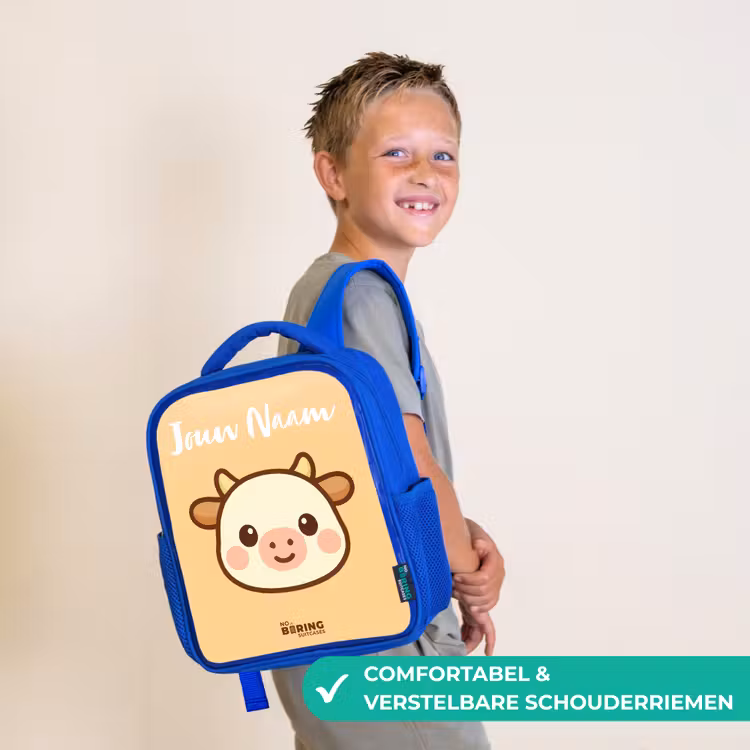 Kawai - Koe - Bruin Kinderrugzak - Blauw middel -sfeer3_NL