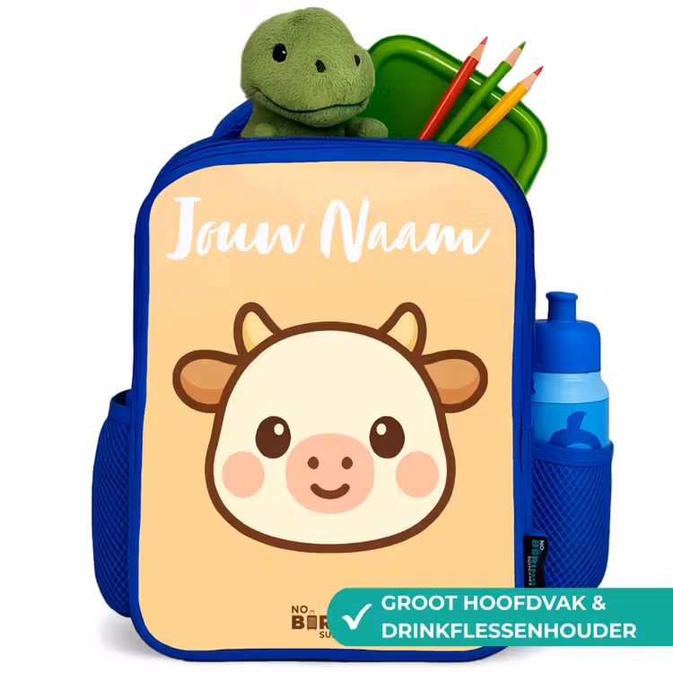 Kawai - Koe - Bruin Kinderrugzak - Blauw middel -inhoud_NL