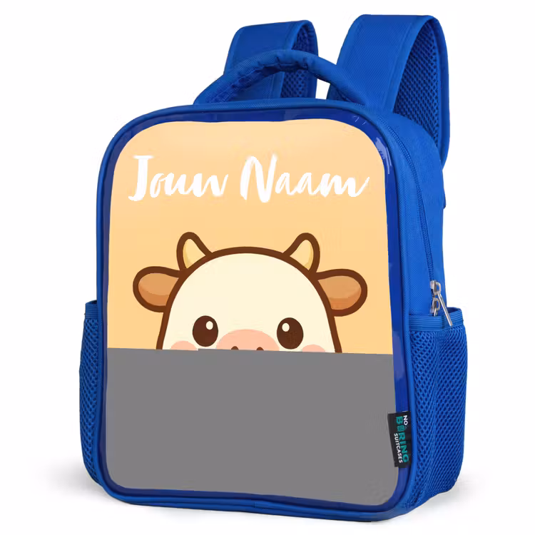 Kawai - Koe - Bruin Kinderrugzak - Blauw middel -schuin